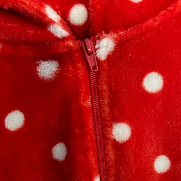 Jenni Adult Hooded Fleece Jumpsuit Pock A Dots Red Pajamas Christmas XXL - Picture 10 of 10